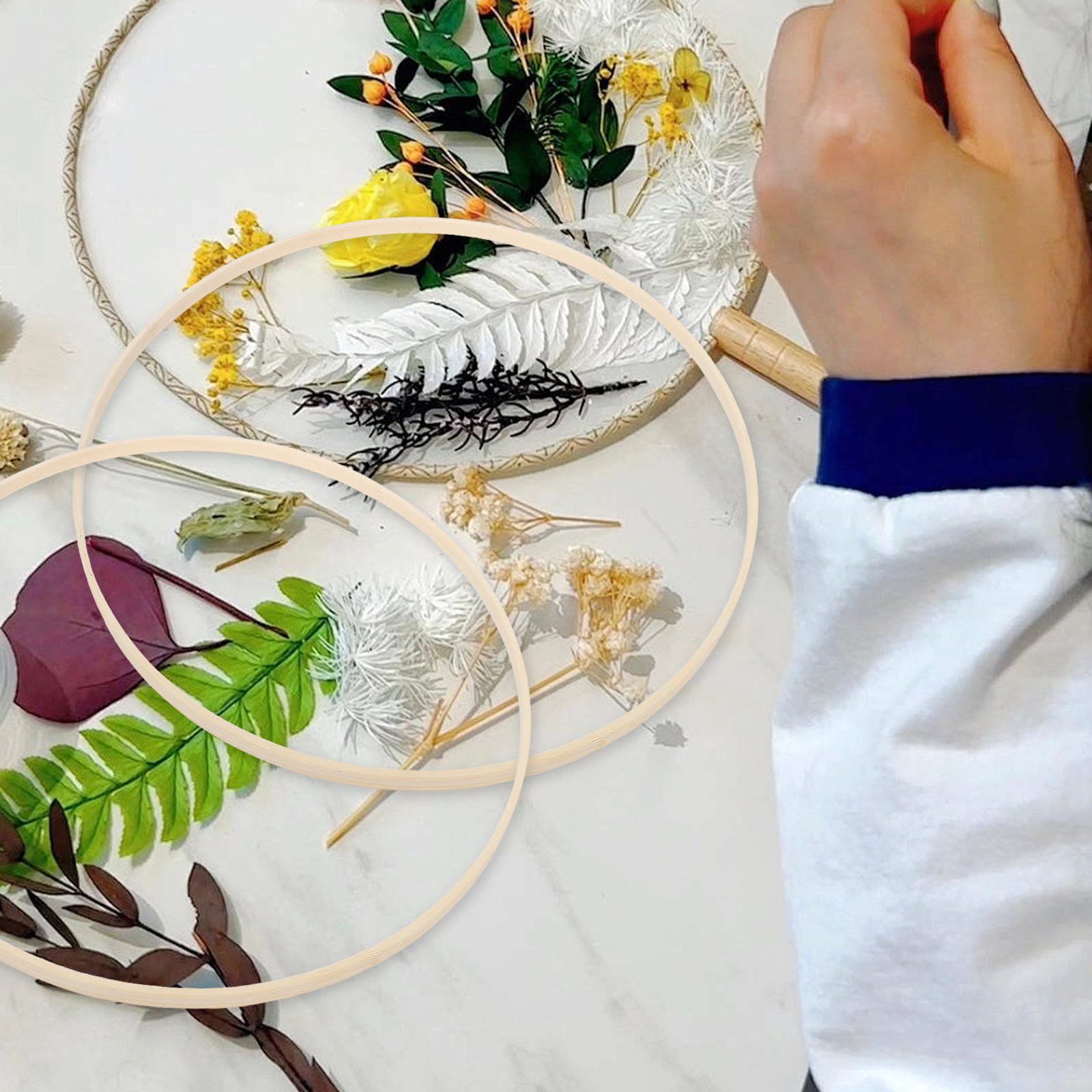 Embroidery Hoop - 10개입, 자수용 링, 나무 공예용, 둥근