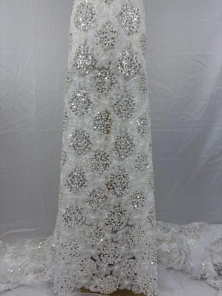 Embroidery Net Fabric - 고급스러운 스팽글 레이스 원단, 고품질 프랑스