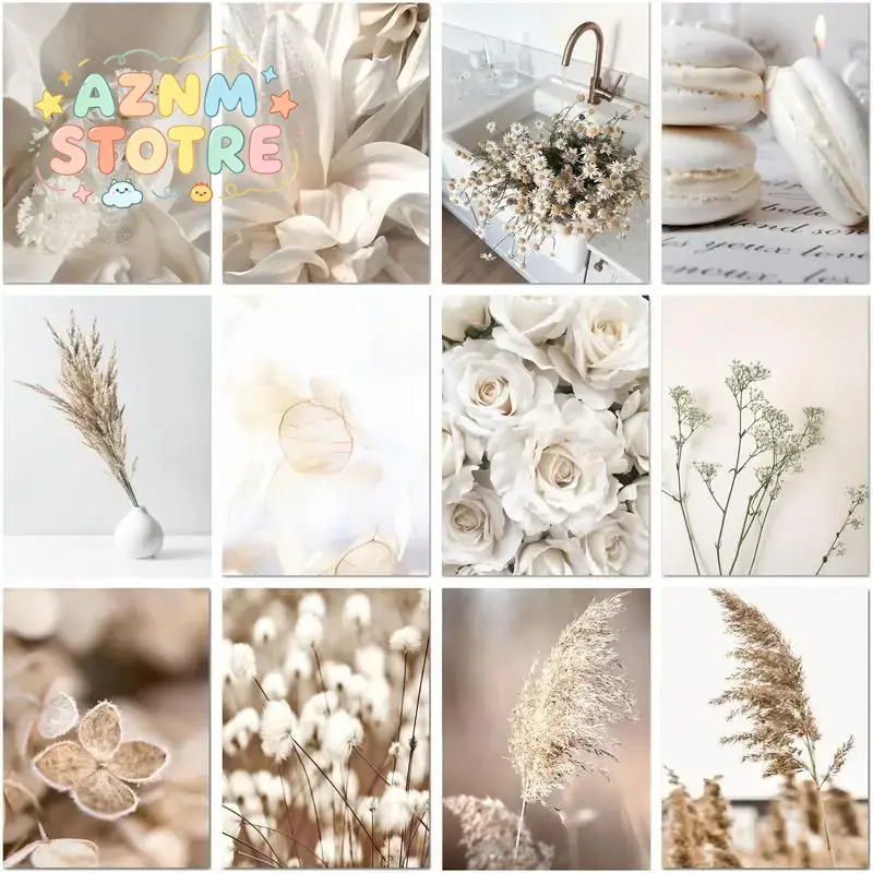 Embroidery Wall Art - CHENISTORY 5d 다이아몬드 페인팅 흰 꽃과
