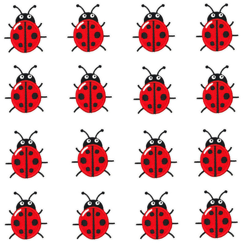 Embroidery Lady Bug - 16개/세트, 작은 빨간 무당벌레 패치, 귀여운