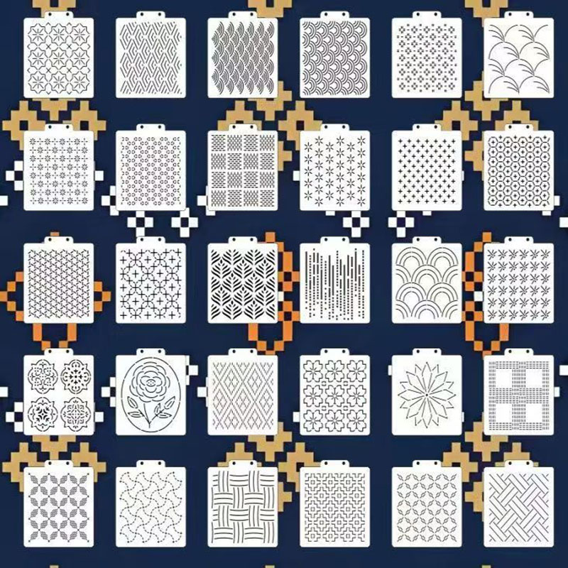 Embroidery Quilting - 30Pcs 사시코 스텐실 세트, 플라스틱 기하학적