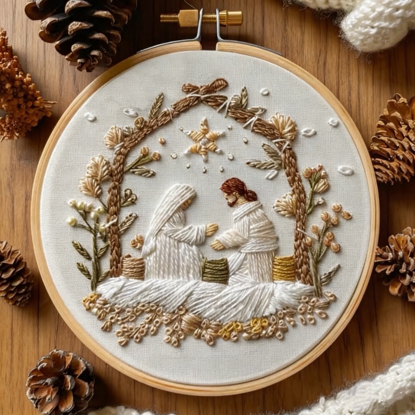 Embroidery X Stitch - 예수 탄생 크리스마스 자수 키트 (영어
