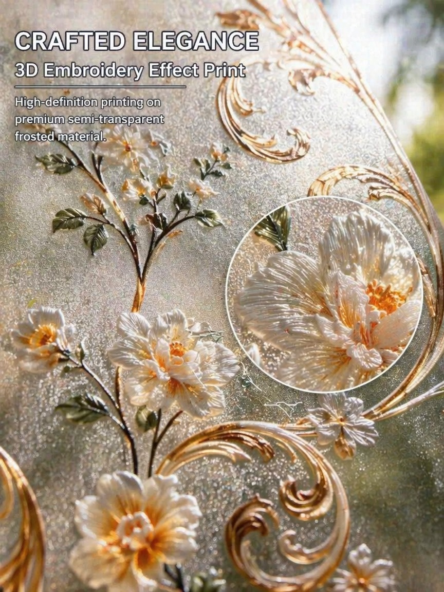 Embroidery Pattern - 자수 패턴 반투명 프라이버시 윈도우 필름,