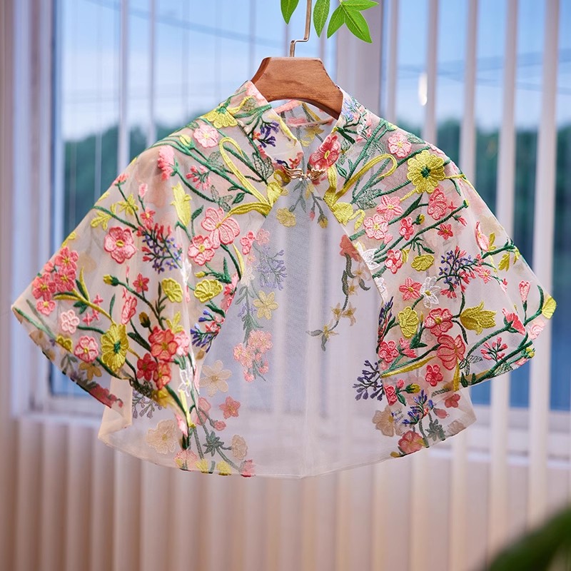 Embroidery Underlay - 여성 봄 여름 꽃 자수 메쉬