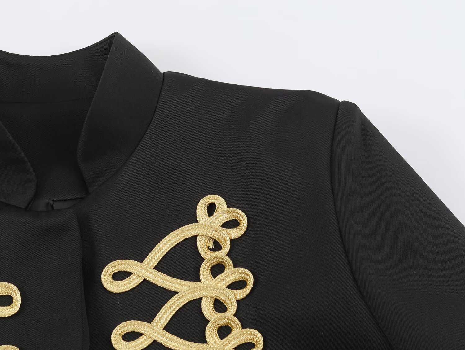 BSAY 여성용 크롭 블레이저, 스탠드 칼라, 금색 프 - Embroidery Gold 리뷰 및 가격