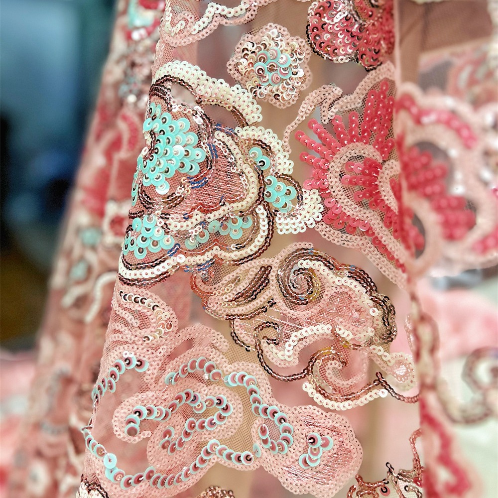 2 야드/로트 130cm 와이드 핑크 퍼플 꽃 자수 스 - Embroidery Underlay 리뷰 및 가격