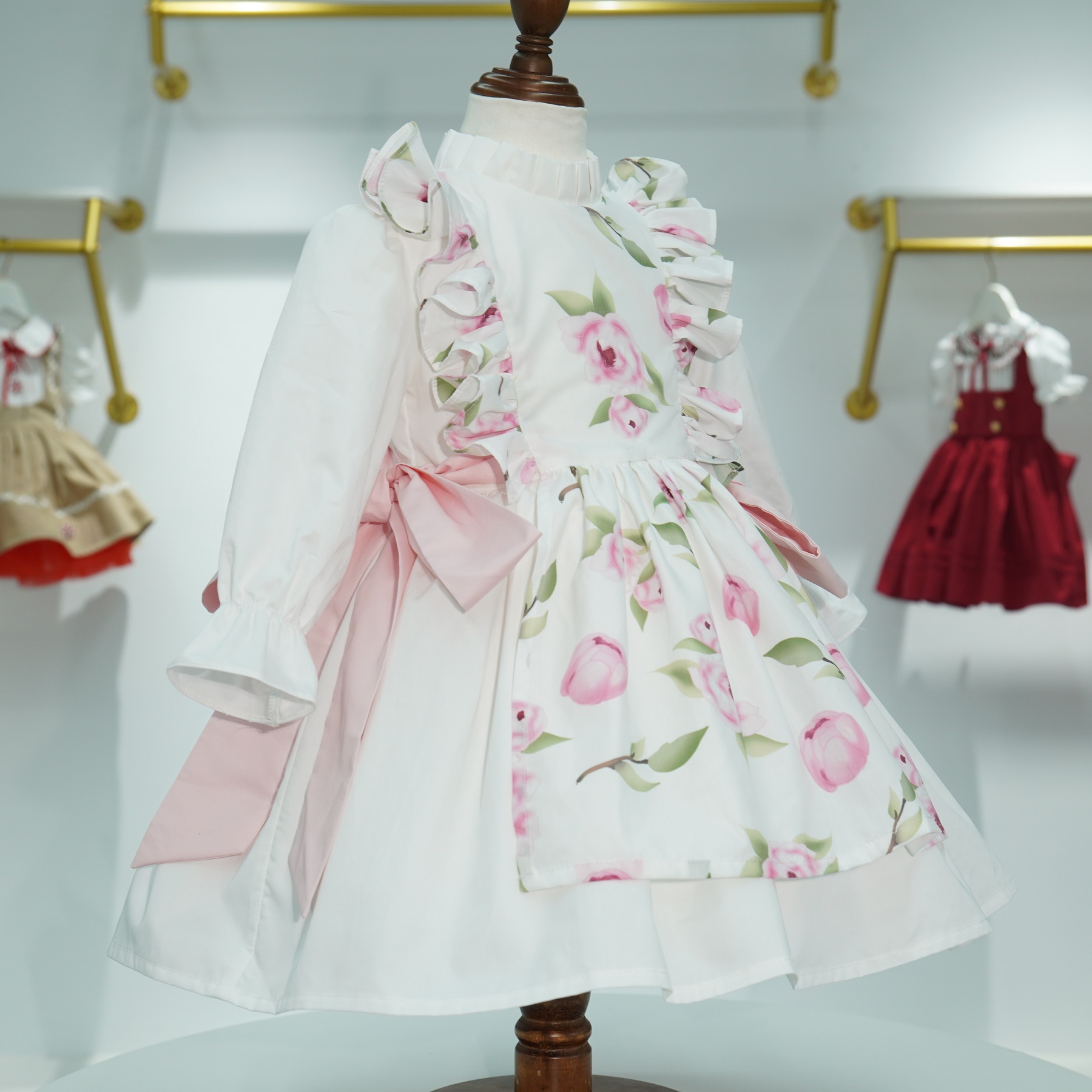 아기 소녀 가을 꽃무늬 프린트 터키 빈티지 공주 볼 가 - Embroidery White Dress 리뷰 및 가격