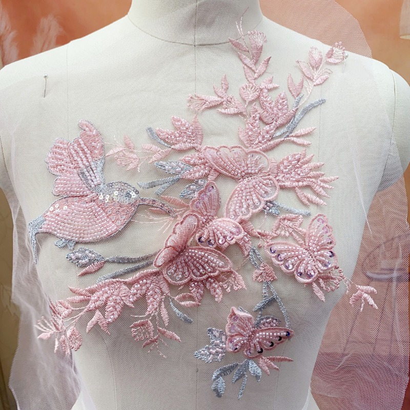 정교한 골드 핑크 메탈 블루 화이트 3D 나비 비즈 레 - Embroidery Gold 리뷰 및 가격
