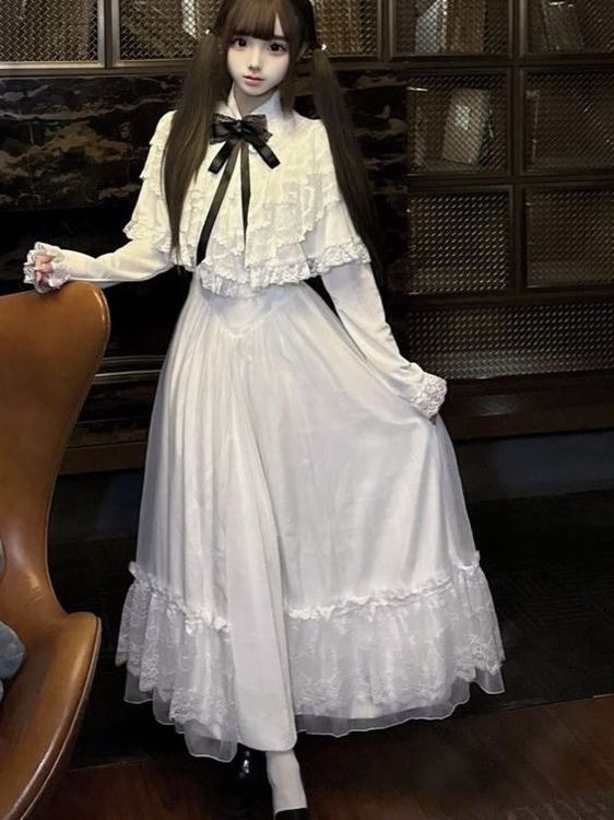 일본식 반소매 리본 레이스 드레스 화이트 슬림 맥시 스 - Embroidery White Dress 리뷰 및 가격