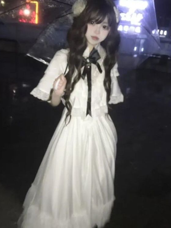 일본식 반소매 리본 레이스 드레스 화이트 슬림 맥시 스 - Embroidery White Dress 리뷰 및 가격