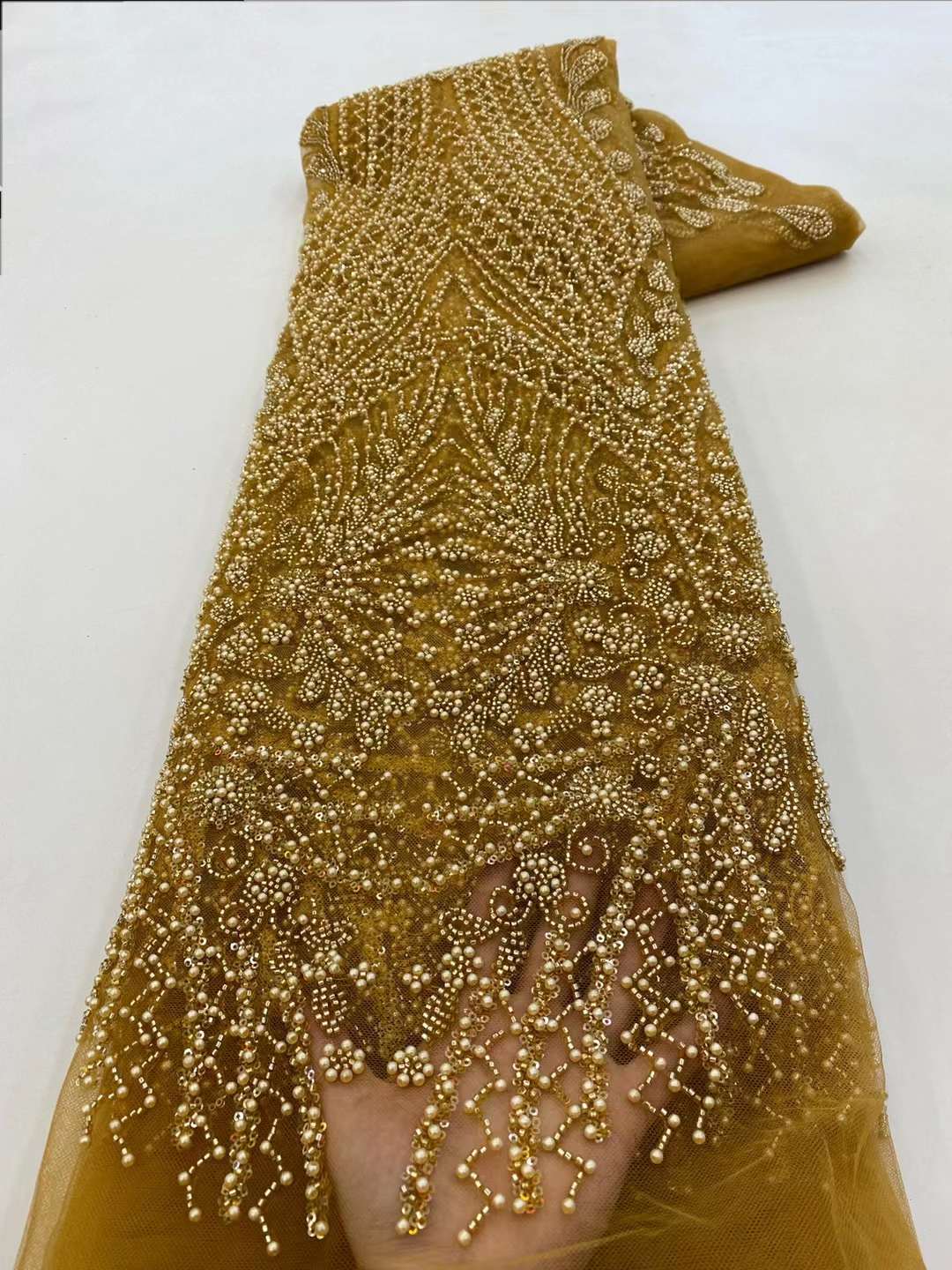 브라운 스팽글 페르시 자수 레이스 원단 비즈와 우아한  - Embroidery Net Fabric 리뷰 및 가격