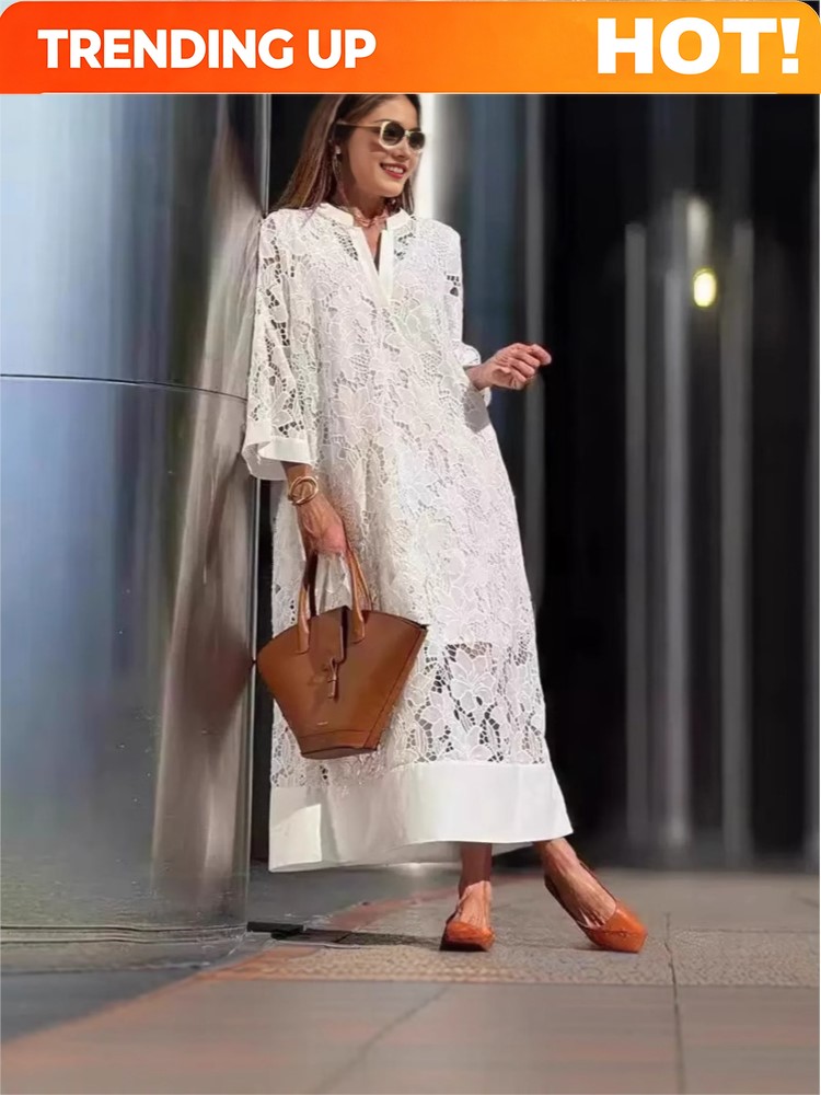 화이트 자수 레이스 드레스 여성 봄 섹시 V넥 홀터넥  - Embroidery White Dress 리뷰 및 가격