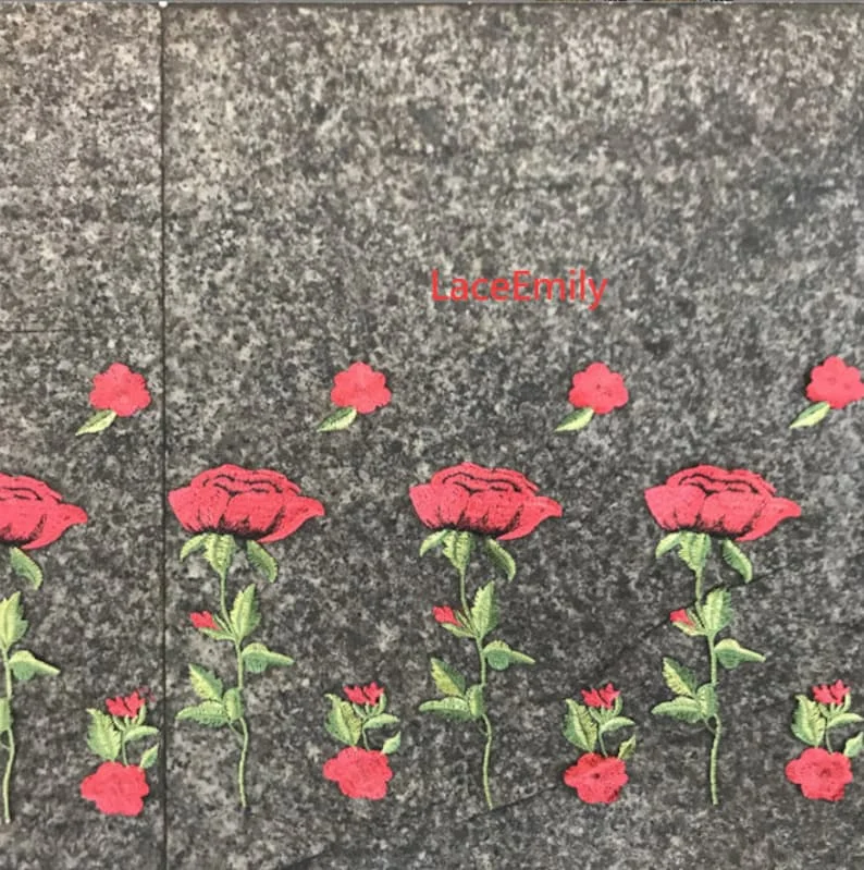 레드 로즈 레이스 원단 꽃 자수 부드러운 블랙 화이트  - Embroidery Rose 리뷰 및 가격