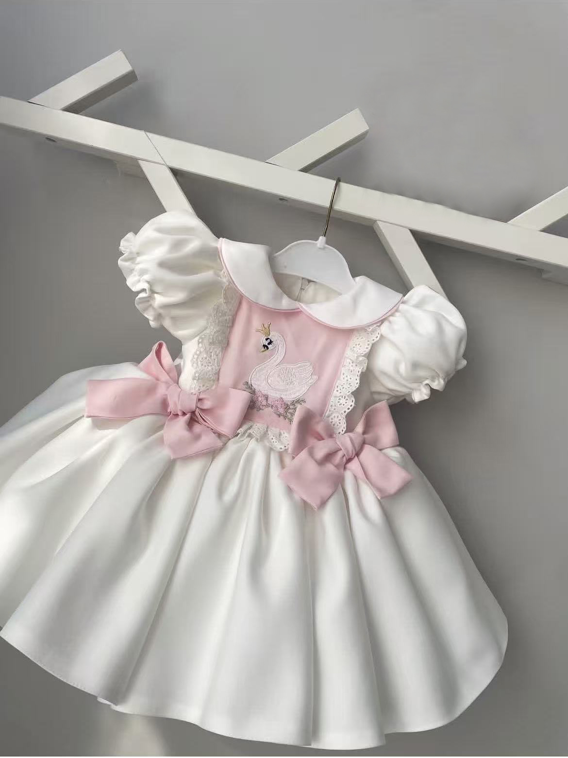 0-12Y 아기 소녀 여름 흰색 백조 자수 빈티지 공주 - Embroidery White Dress 리뷰 및 가격