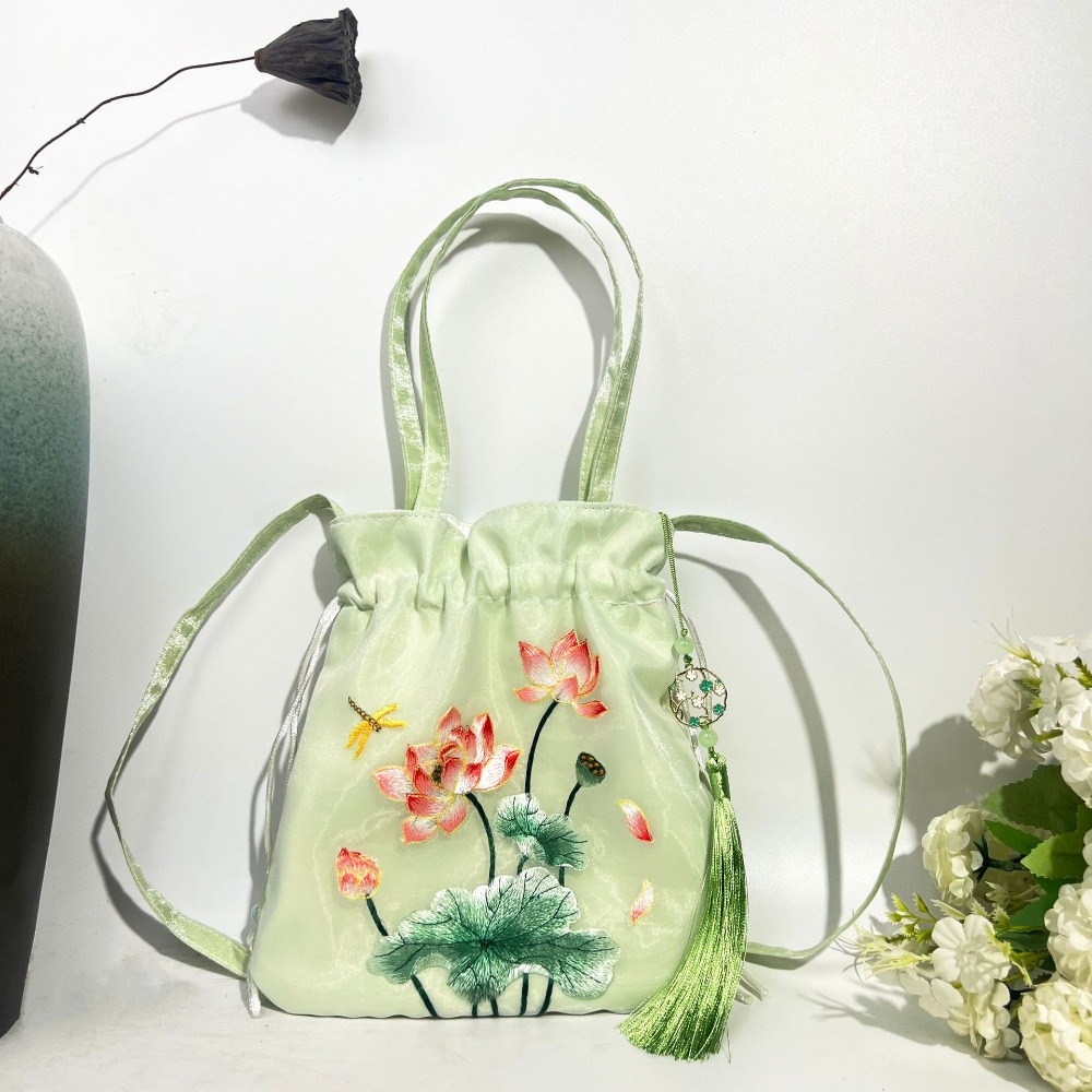 우아한 중국풍 드로스트링 버킷 백, 사랑스러운 오간자  - Embroidery Organza 리뷰 및 가격
