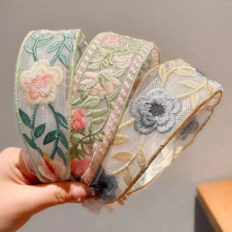 1/3pcs 우아한 쉬폰 자수 꽃 헤어 밴드 – 여성을 - Embroidery Hoop 리뷰 및 가격