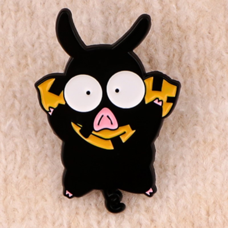 귀여운 Q 버전 만화 소녀 검은 돼지 팬더 에나멜 핀  - Embroidery Reddit 리뷰 및 가격