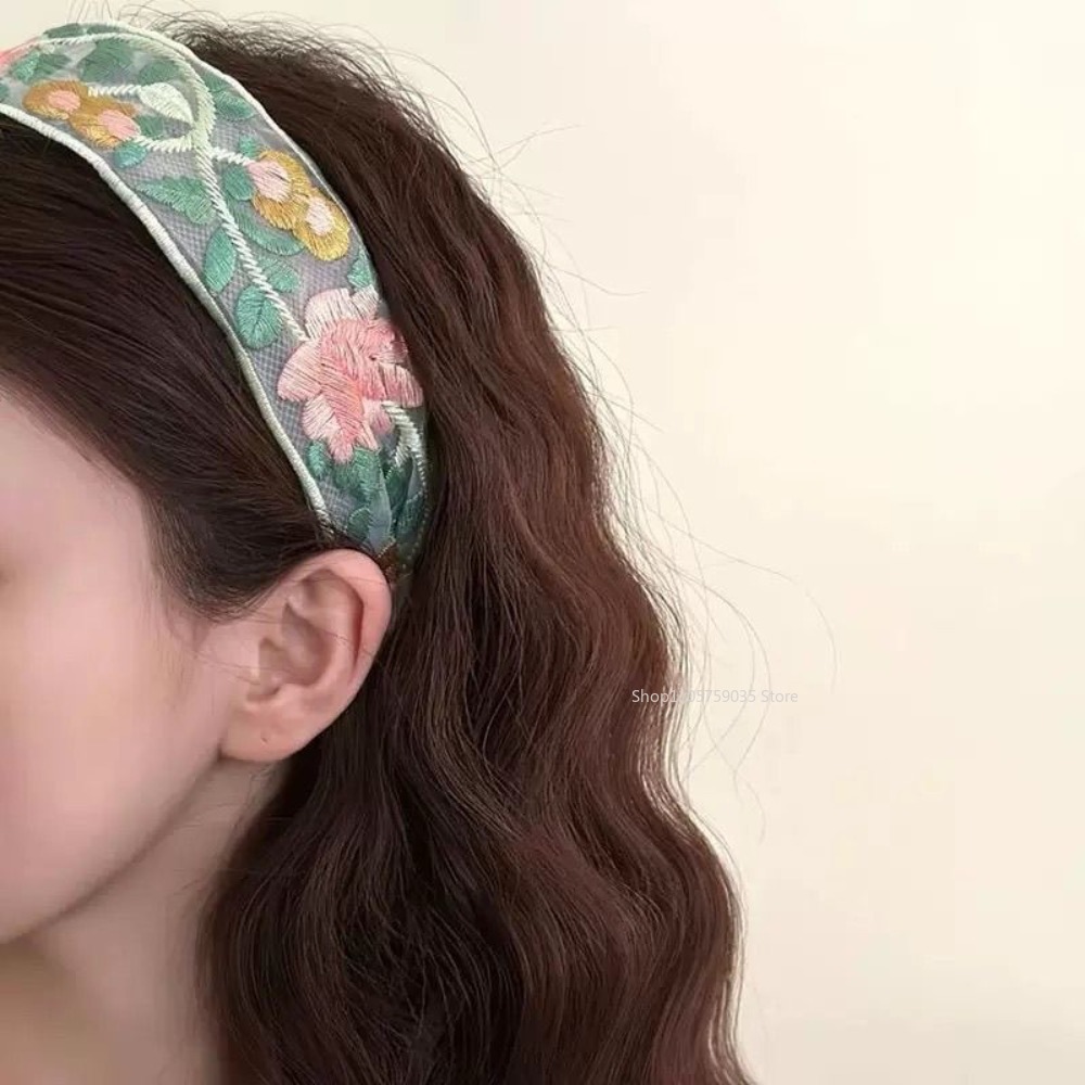 봄 레이스 자수 꽃무늬 헤어밴드 새로운 우아한 쉬폰 와 - Embroidery Hoop 리뷰 및 가격
