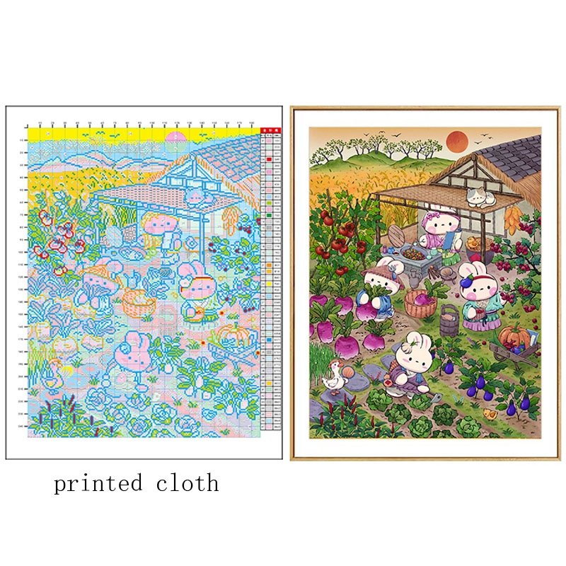 가을 정원 토끼 바느질, DIY 11CT 크로스 스티치 - Embroidery Job 리뷰 및 가격